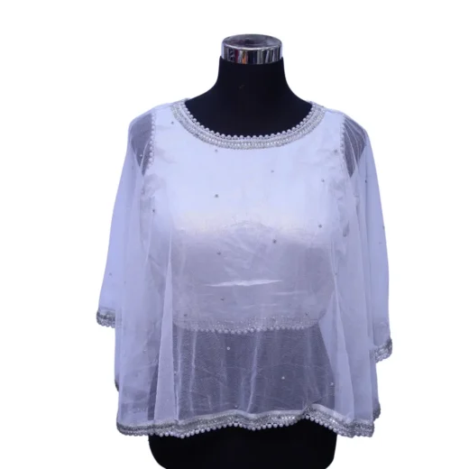 Elegant White Pearl Embellished Designer Blouse for Women