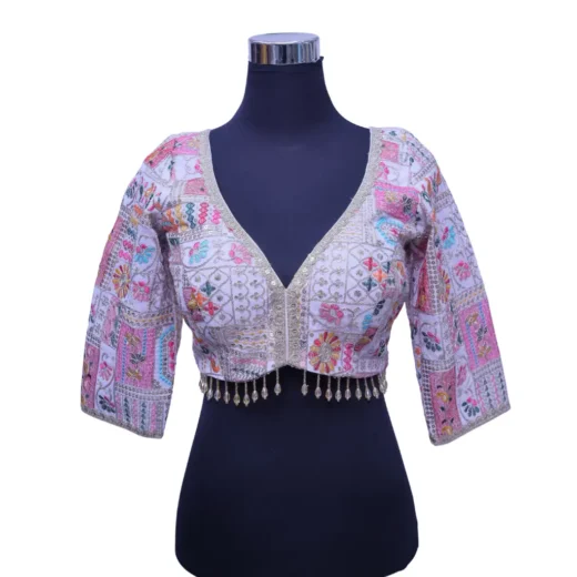 Multicolor Mirror Work Embroidered Designer Blouse for Women