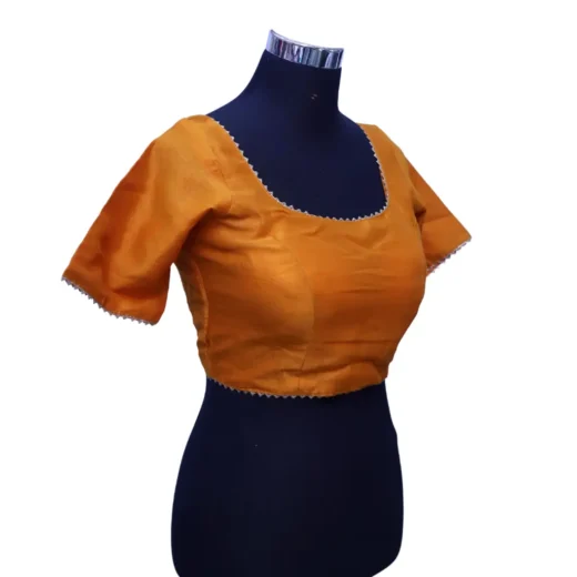 Elegant Mustard Orange Cotton Saree Blouse for Women