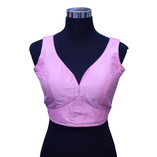 Stylish Pink Deep Neck Saree Blouse for Women