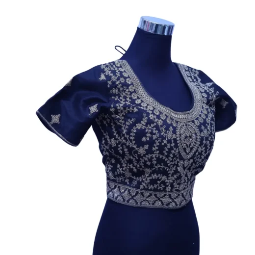 Royal Blue Heavy Embroidered Designer Blouse for Women
