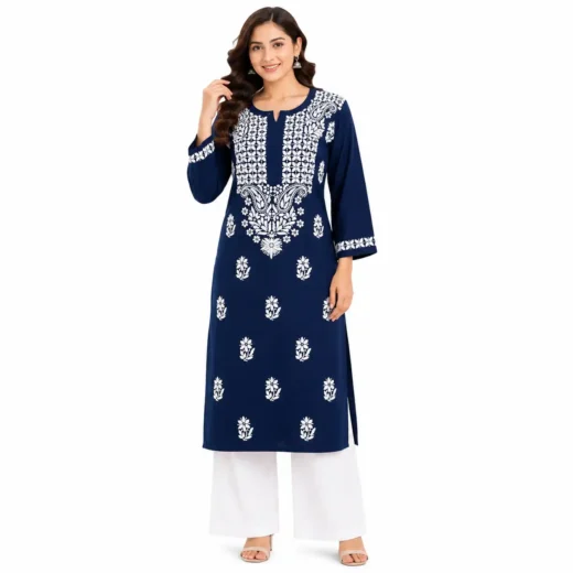 Navy Blue Chikankari Kurti