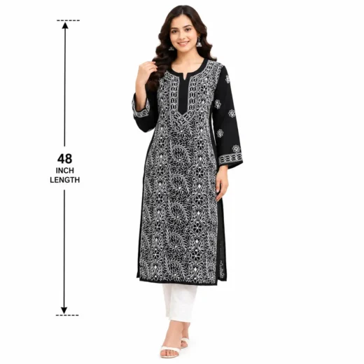 Black Chikankari Embroidered Kurti