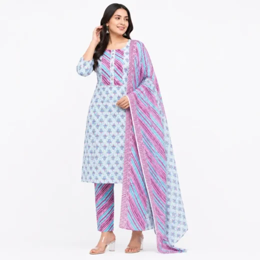 Women's Printed Kurta Pant Dupatta Set